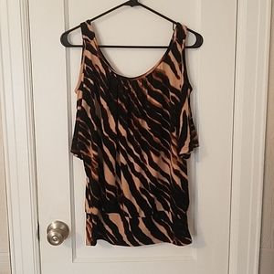 Jon Den Sexy Tiger Blouse cold shoulder
